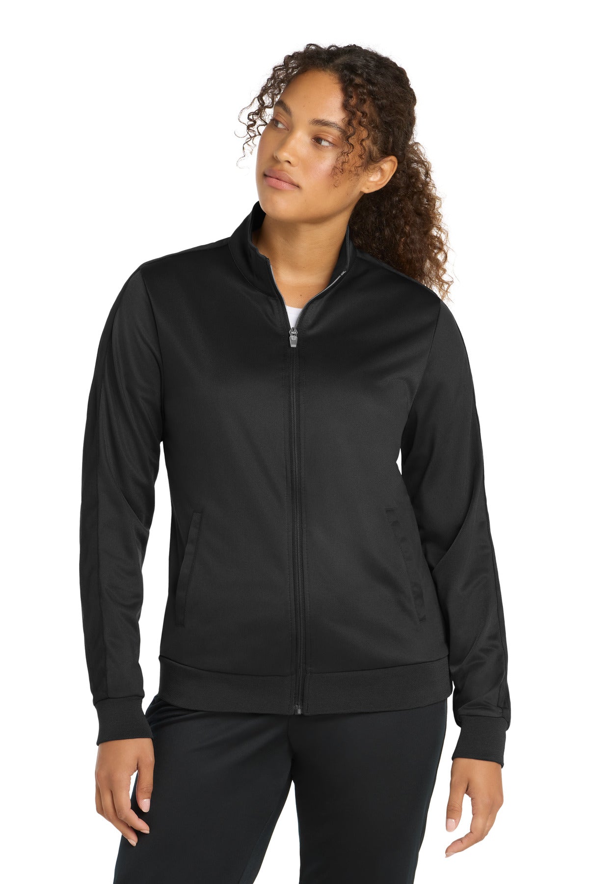 Sport-Tek  Ladies Tricot Sleeve Stripe Track Jacket. LST94